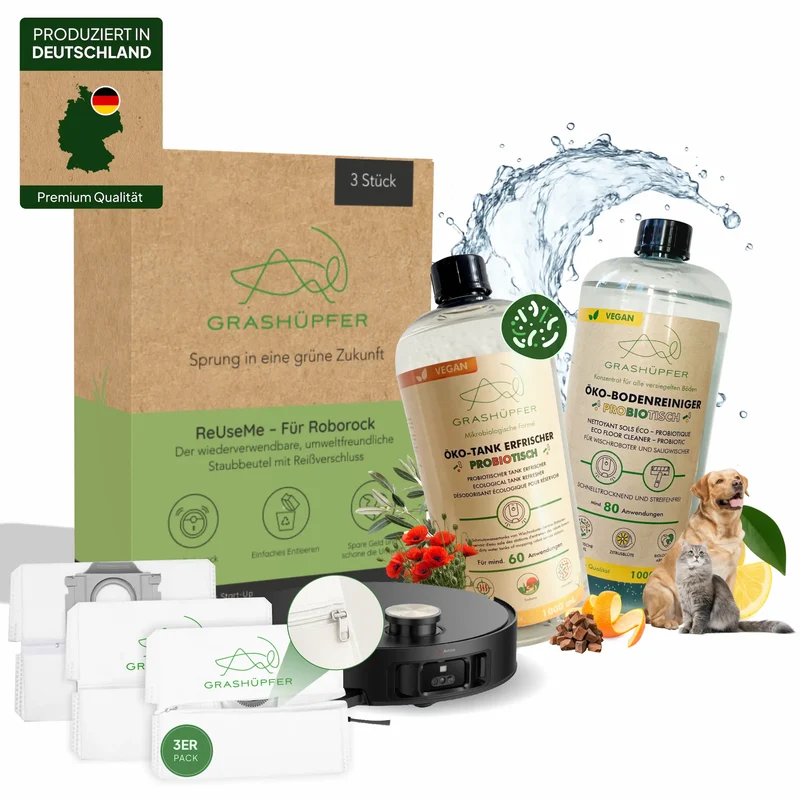 Roborock Sorglospaket für Tierhaushalte – Bodenreiniger, Tankerfrischer & ReUseMe-Staubbeutel