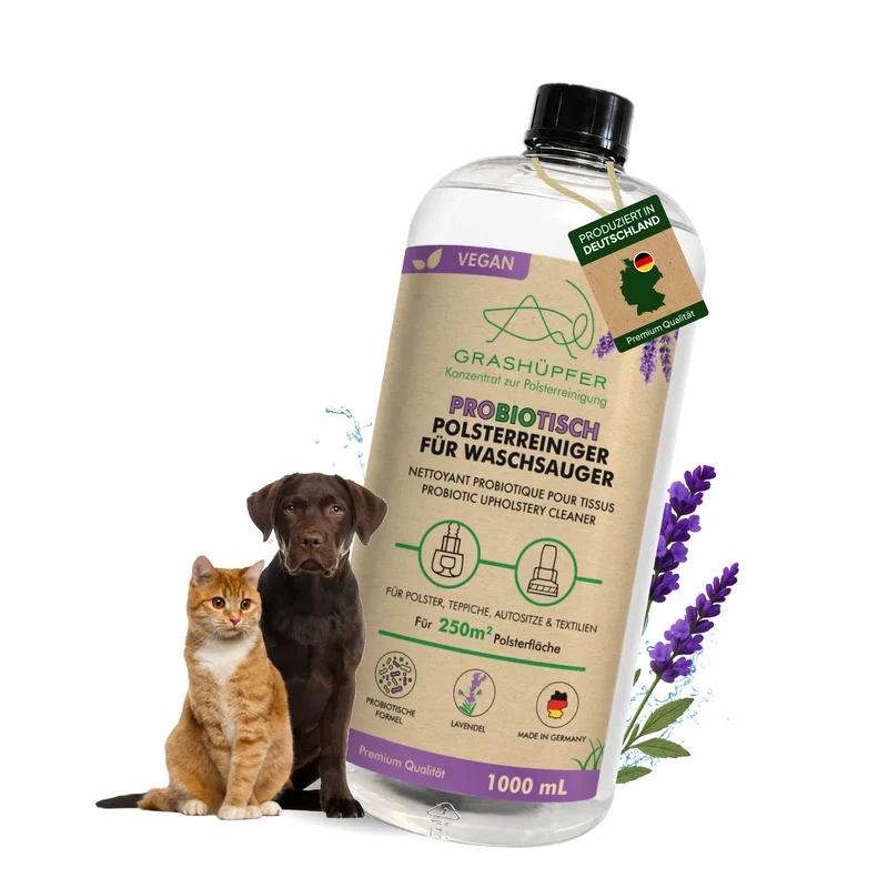 Probiotischer Öko-Polsterreiniger – für Wasch- & Nasssauger – Geruchsentferner für Tierhaushalte, 1L