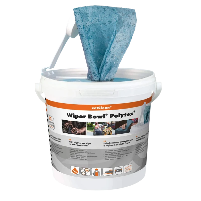 ZVG zetClean® Wiper Bowl Polytex® – Feuchte Reinigungstücher im Spendereimer (72 Tücher)