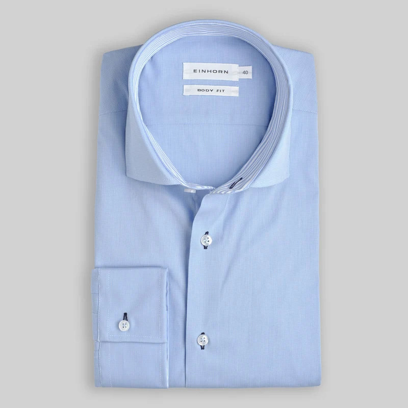 Hemd Body Fit Twill Non Iron Hellblau mit Streifendetails
