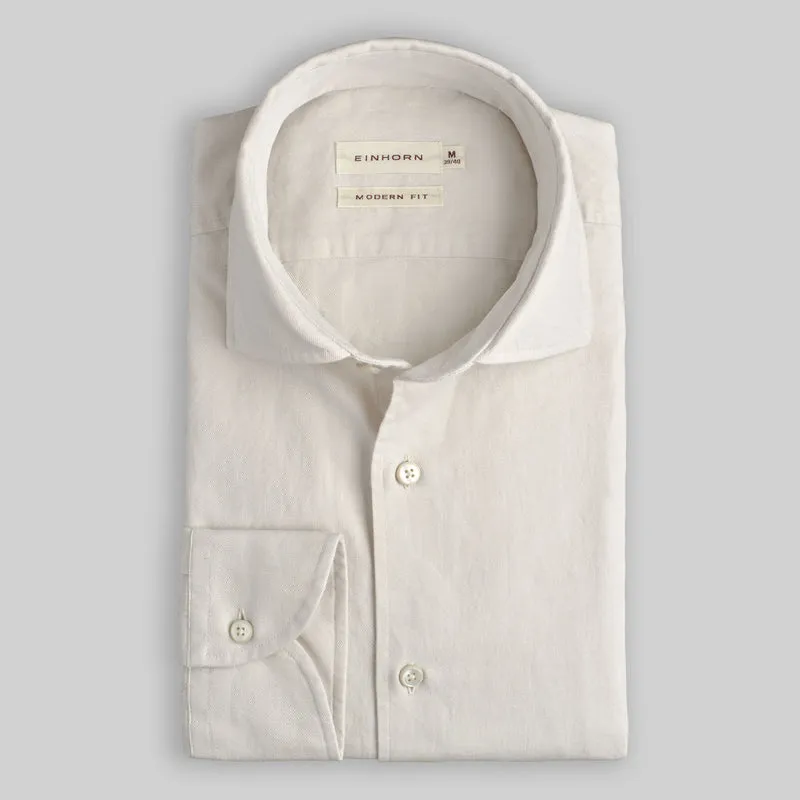 Hemd Modern Fit Gewaschen Off White