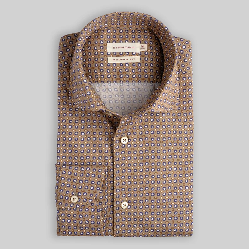 Hemd Modern Fit Print Beige