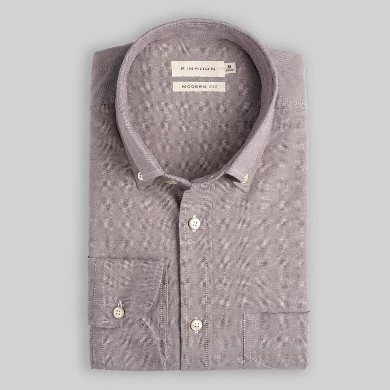 Hemd Modern Fit Oxford Braun