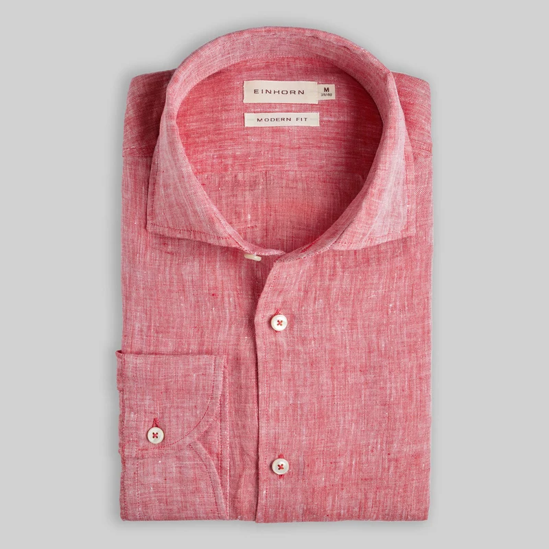 Leinenhemd Rot Modern Fit