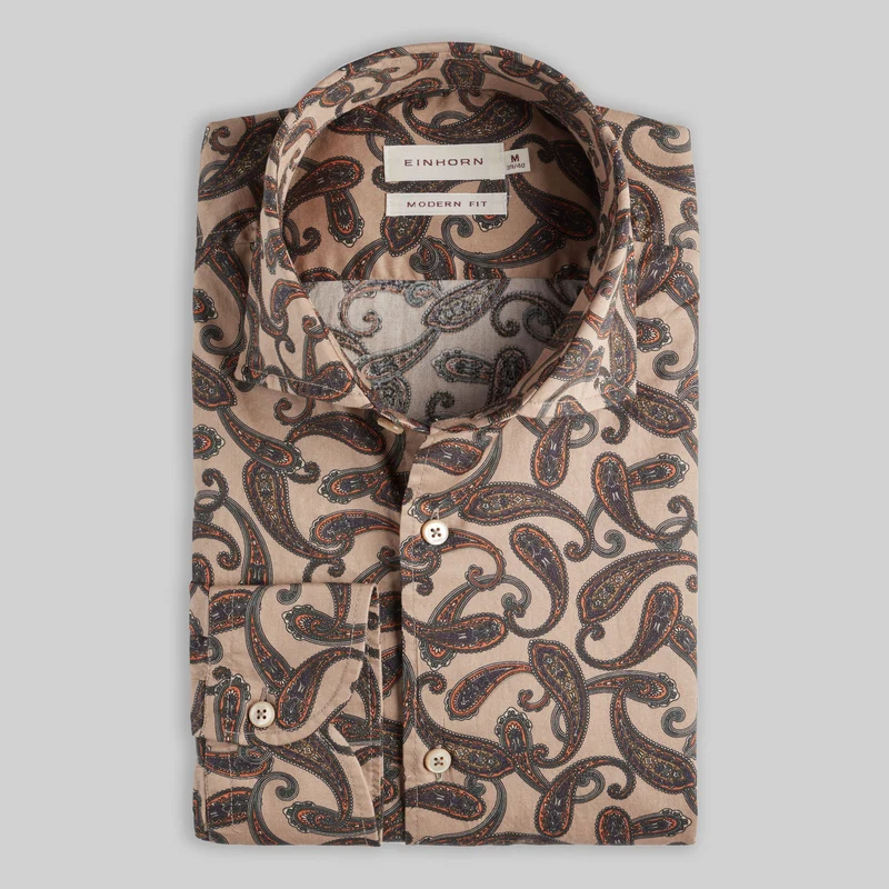 Hemd Modern Fit Paisley Beige