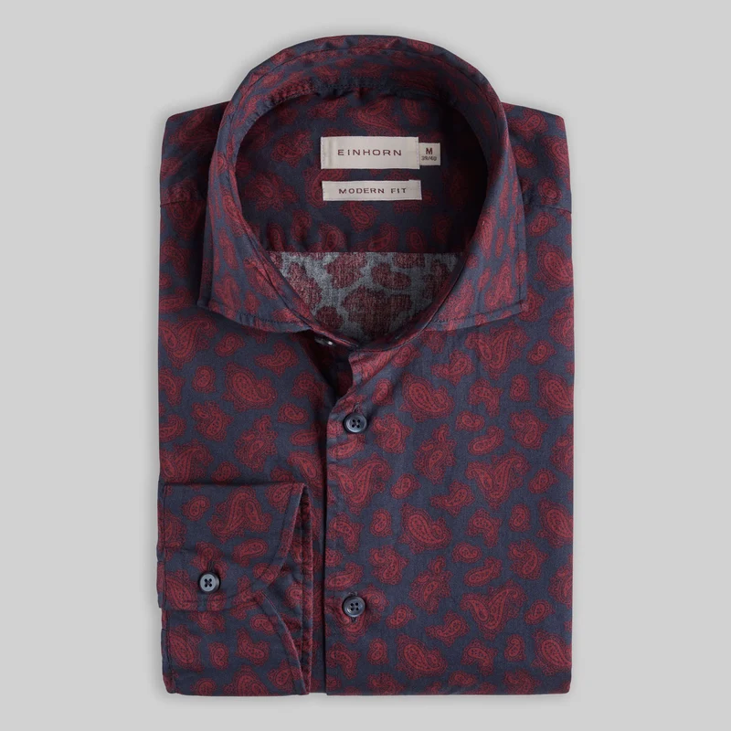Hemd Modern Fit Paisley Rot