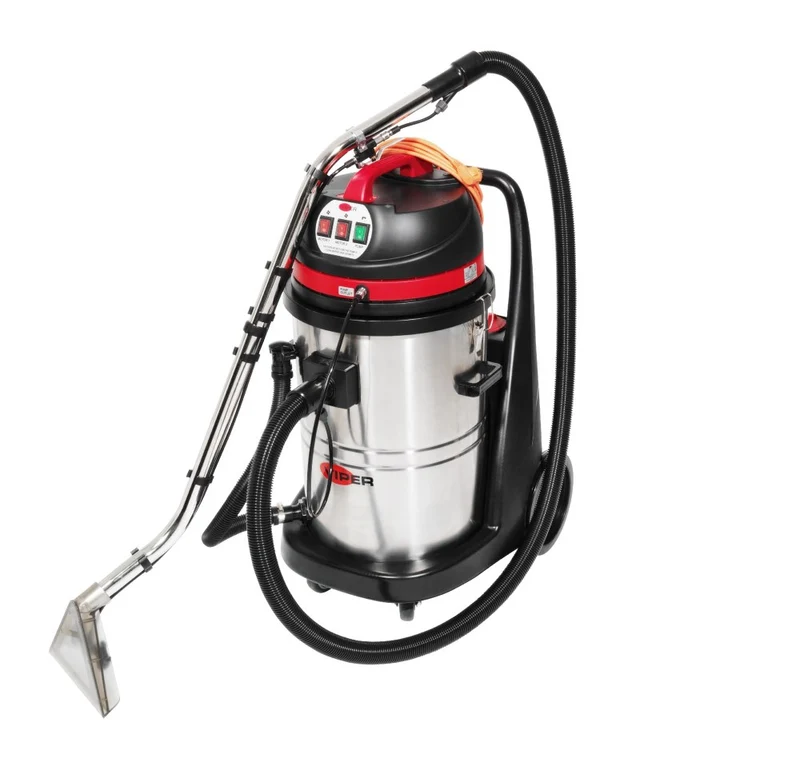 VIPER CAR275 - Injeção extração - Depósito 28 litros água limpa e 75 litros água suja. Dois motores aspiração 1000W. Bomba 3,5 bars/50PSI. Inclui mangueira, bocal para solos, bocal manual
