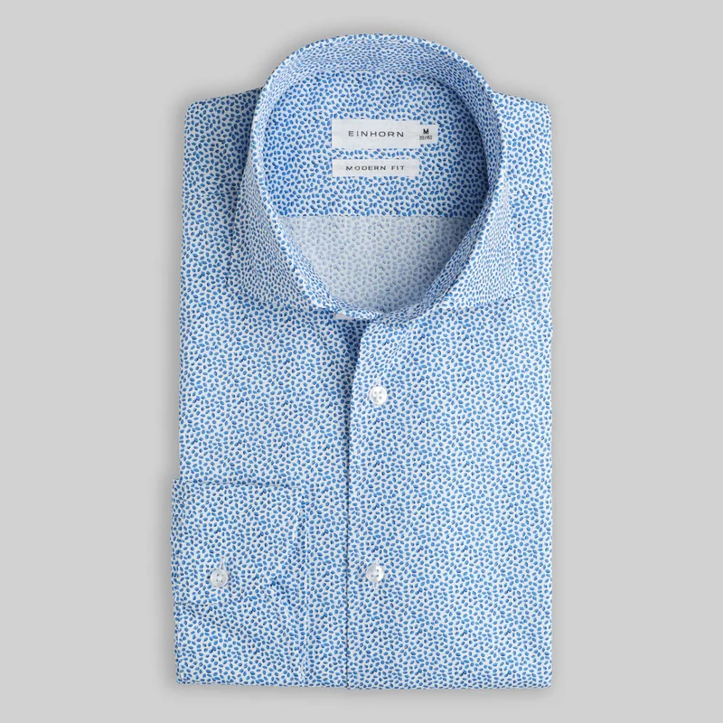 Hemd Modern Fit Gewaschen Print Blau / Weiss