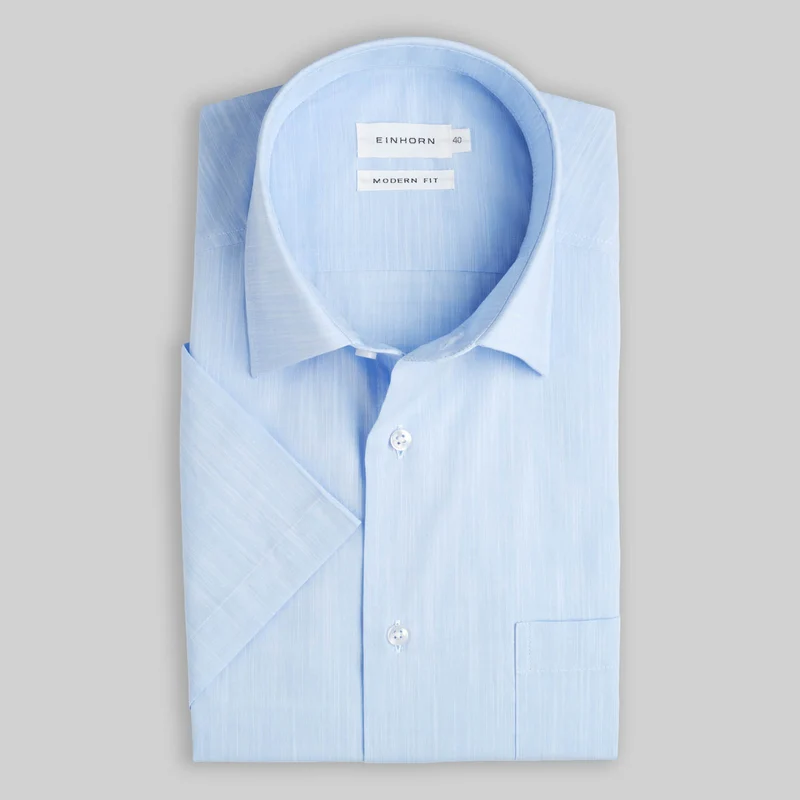 Kurzarmhemd Regular Fit Uni Hellblau