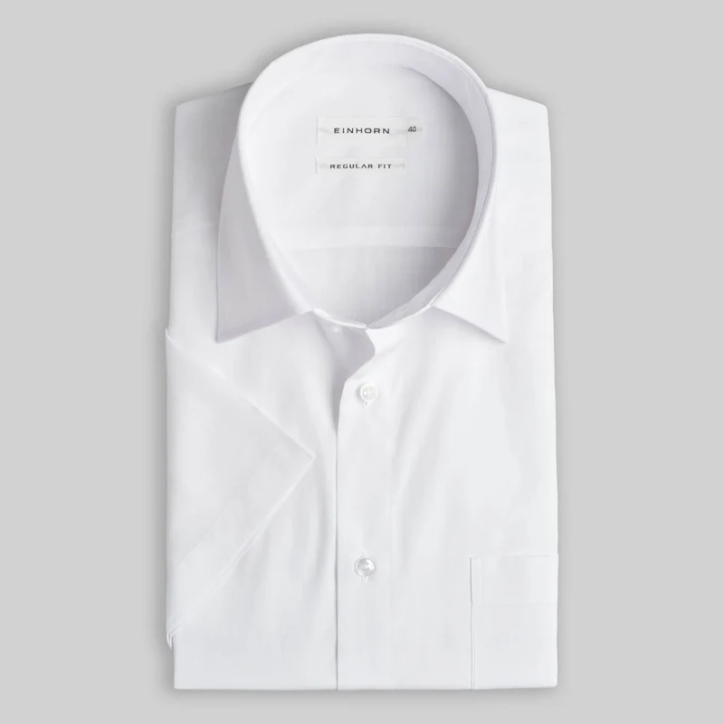 Kurzarmhemd Regular Fit Uni Weiss