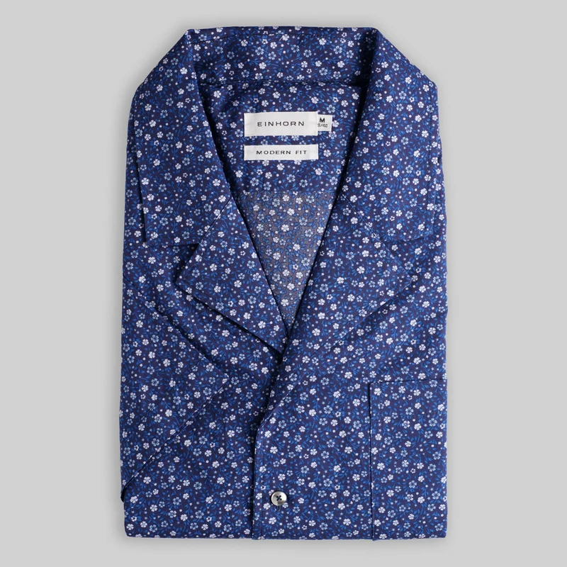 Resort Shirt Gewaschen Print Blau