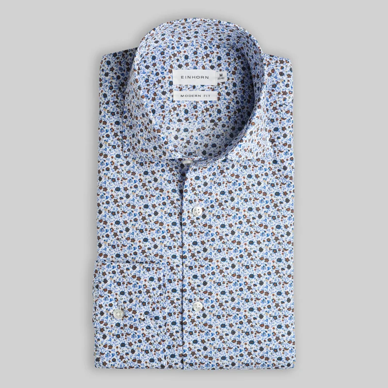 Hemd Modern Fit Druck Blau
