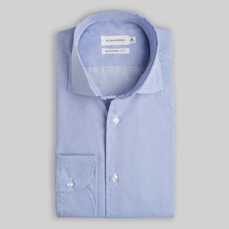 Hemd Modern Fit Gewaschen Floralem Print Blau / Weiss