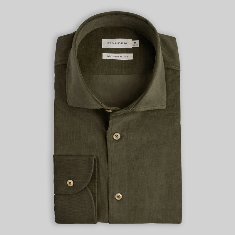 Freizeit Hemd grün I Modern Fit Babykord