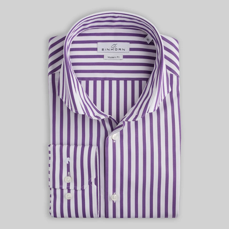 Gestreiftes Casual Hemd Modern Fit I Lila Streifen
