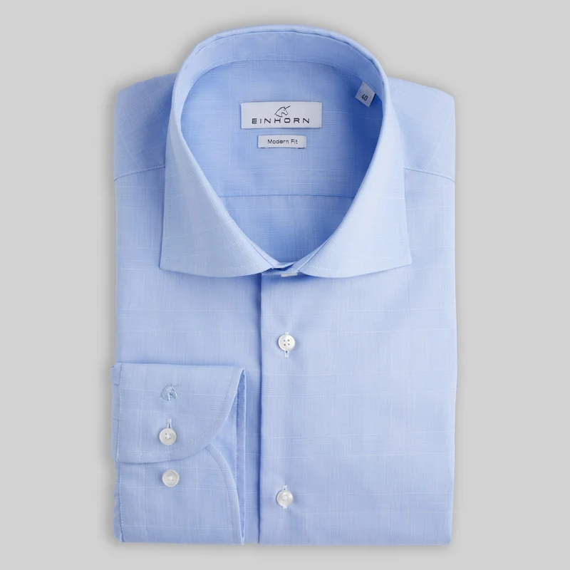Hemd Modern Fit Non Iron Karo Blau