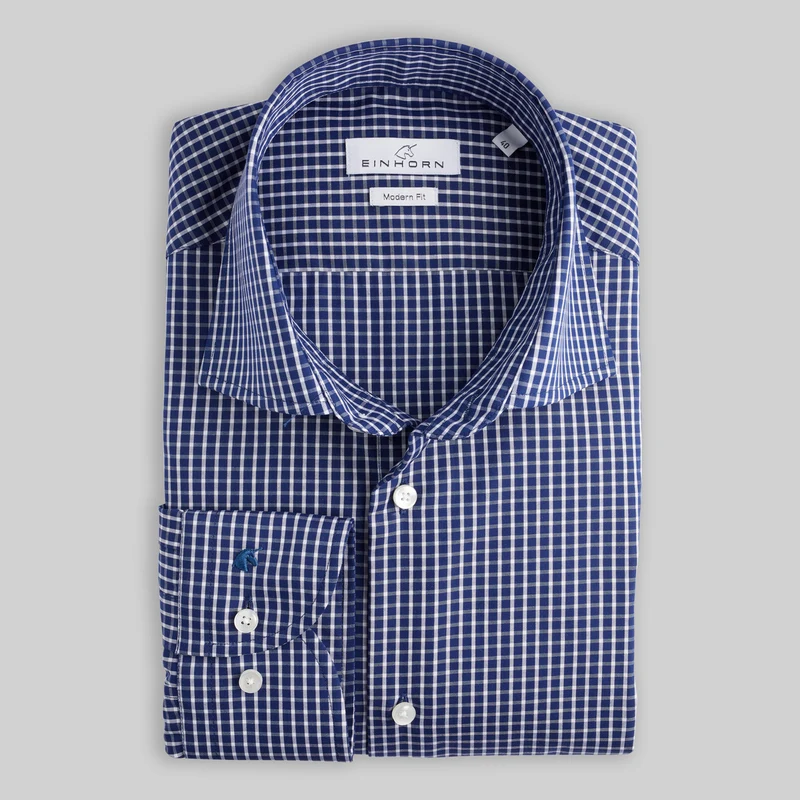 Hemd Modern Fit Non Iron Karo Navy