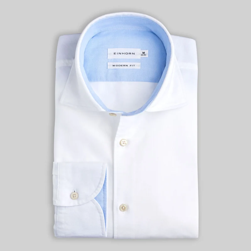 Weisses Oxfordhemd Modern Fit mit Kontrast