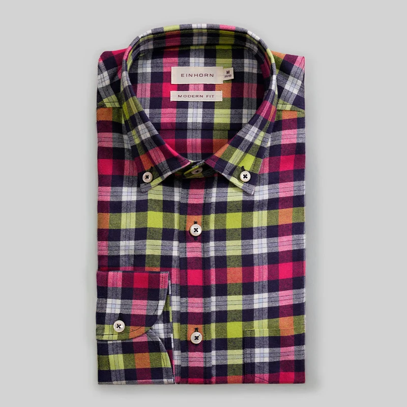 Flanellhemd Modern Fit mit weitem Karo lime