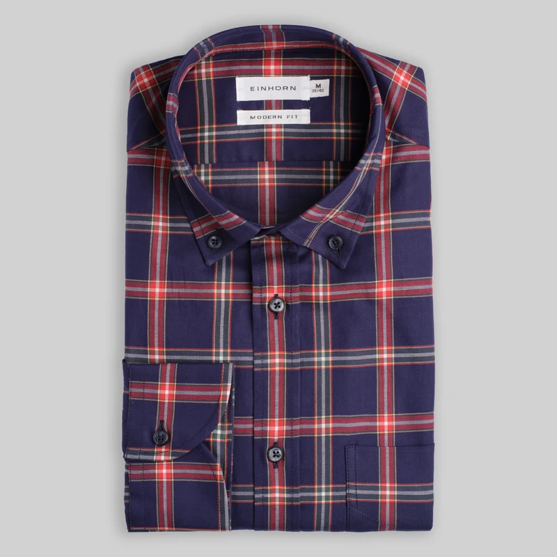 Flanellhemd Modern Fit mit Tartanmuster blau
