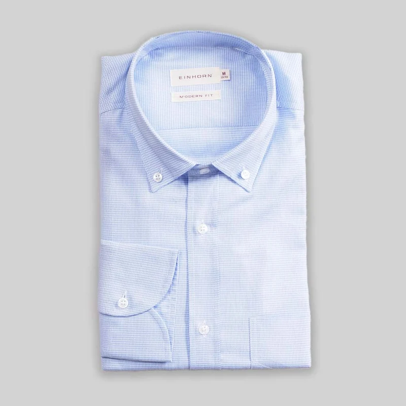 Hemd Modern Fit mit Mikrokaro hellblau