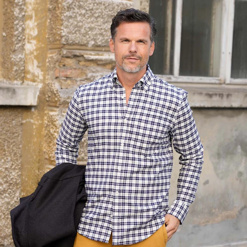 Flanellhemd Modern Fit mit Gittermuster