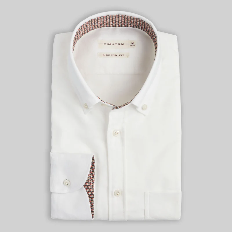 Hemd Modern Fit Weiss mit Kontrastbesatz