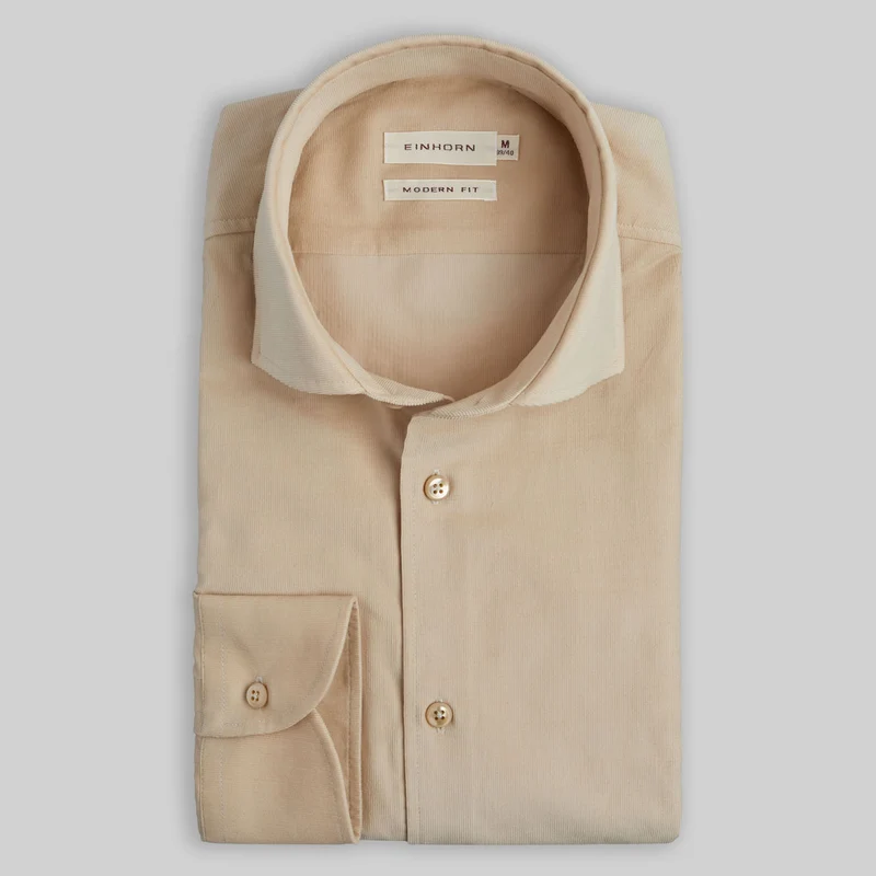 Casual Hemd Beige Modern Fit Babykord