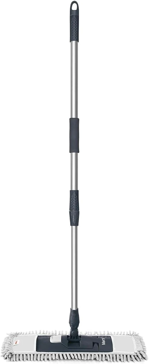 MERY Mopa de Microfibra Premium com Cabo Telescópico – Cinza e Preto