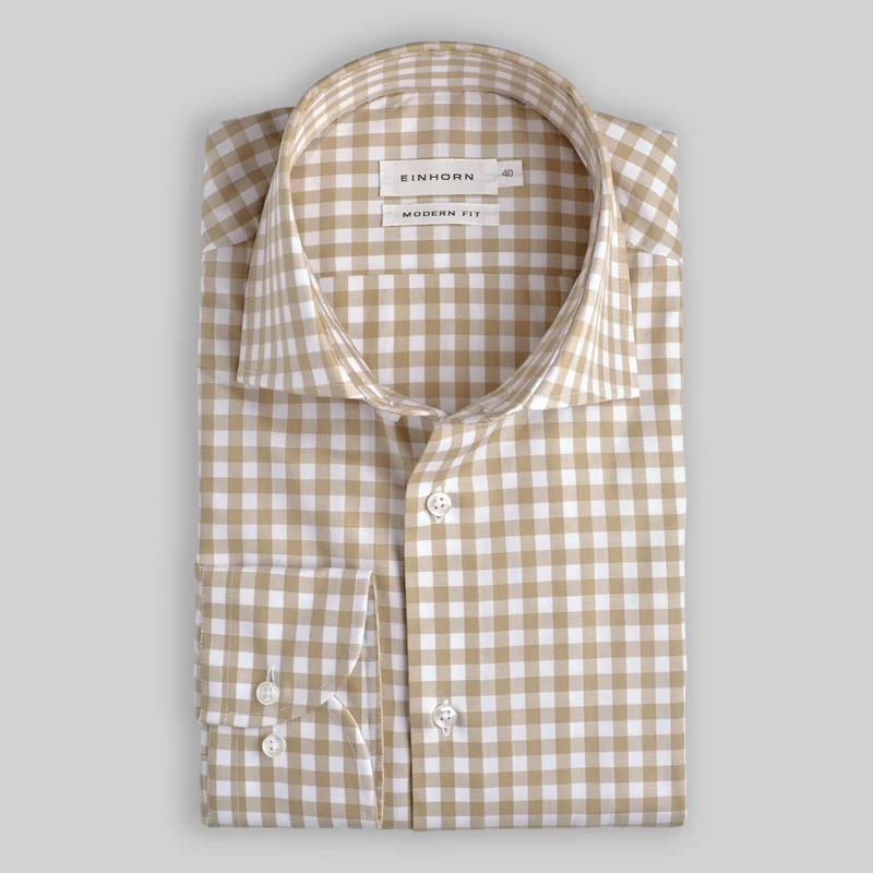 Hemd Modern Fit Karo Beige