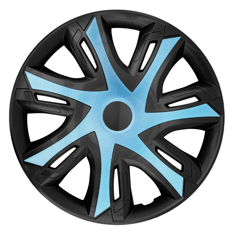 N-Power Radzierblenden für Stahlfelgen Zweifarbige Radkappen Satz 4er Set Auto KFZ Fahrzeug Geeignet ür die meisten Marken und Felgen ABS-Kunststoff (Azur / schwarz, 16")
