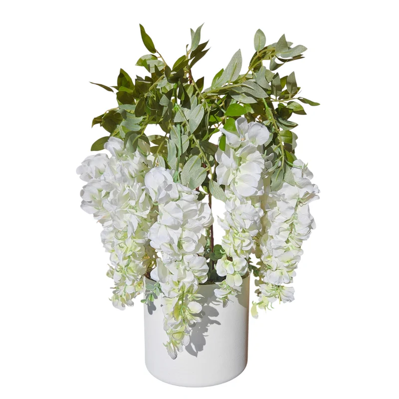 Damich künstliche Wisteria Glyzinie, 3-stielige Blüten, 9 Blütenstände, 9pwb