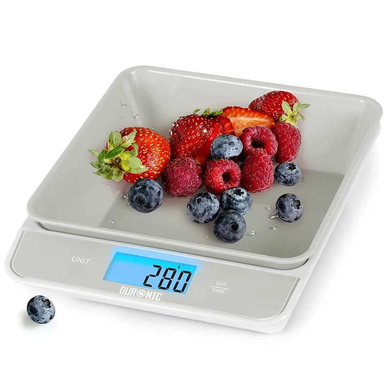 Duronic KS100 GY Küchenwaage, Küchen Waage Digital, graue Haushaltswaage mit Schüssel, Feinwaage bis 5kg, 1,2 Liter Volumen, Meal Prep für Diät
