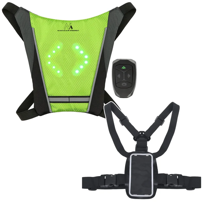 Rucksack mit LED-Signalleuchte, mit Fernbedienung, wasserdicht: Fernbedienung IPx5, Rucksack IPX2 + Sportgurt für Maclean-Handy, universell, MC-446