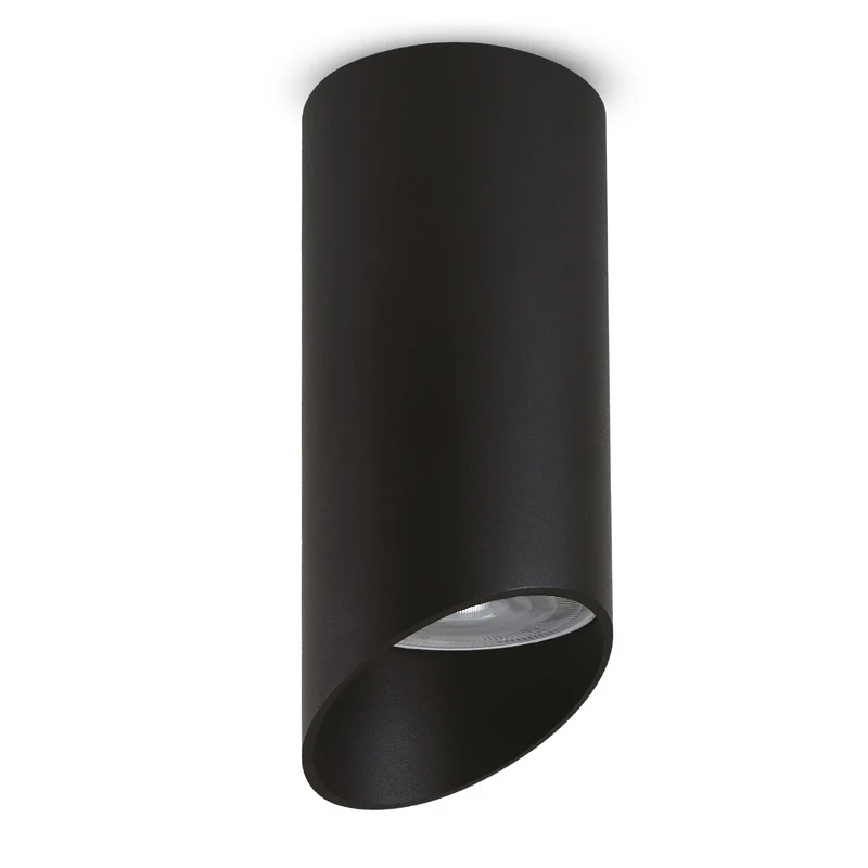 Maclean Anbauleuchte / Röhre, Spot, rund, Aluminium, GU10, 55x130mm, schwarz, MCE360 B+ LED-Leuchtmittel GU10 7W Maclean Energy MCE437 WW warmweiß 3000K, 220-240V~, 50/60Hz,