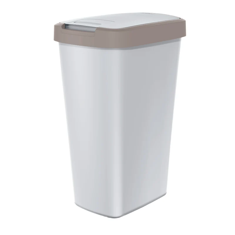 KEDEN COMPACTA Q 45-Liter-Abfallbehälter NSAB45-WG5C_427C - Aschgrau mit hellbraunem Rahmen