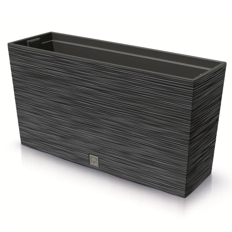 Prosperplast Furu Case Middle Pflanzkübel mit Innentopf Pflanztrog Blumentrog für Innen- und Außenbereich Rechteckig Kunststoff 77x23,5x41cm (Anthrazit)