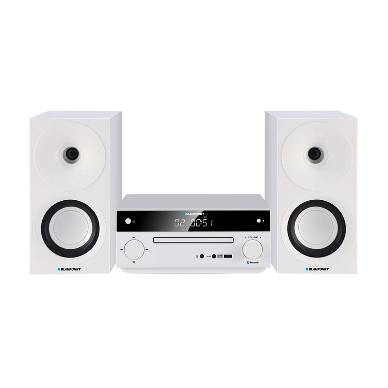 Blaupunkt Micro-Stereoanlage, Leistung 150 W, FM-Radio, AUX-Anschluss und USB-Anschluss, Bluetooth, HDMI-Eingang, Wecker, LED-Display, Farbe: Weiß, MS30.02BT