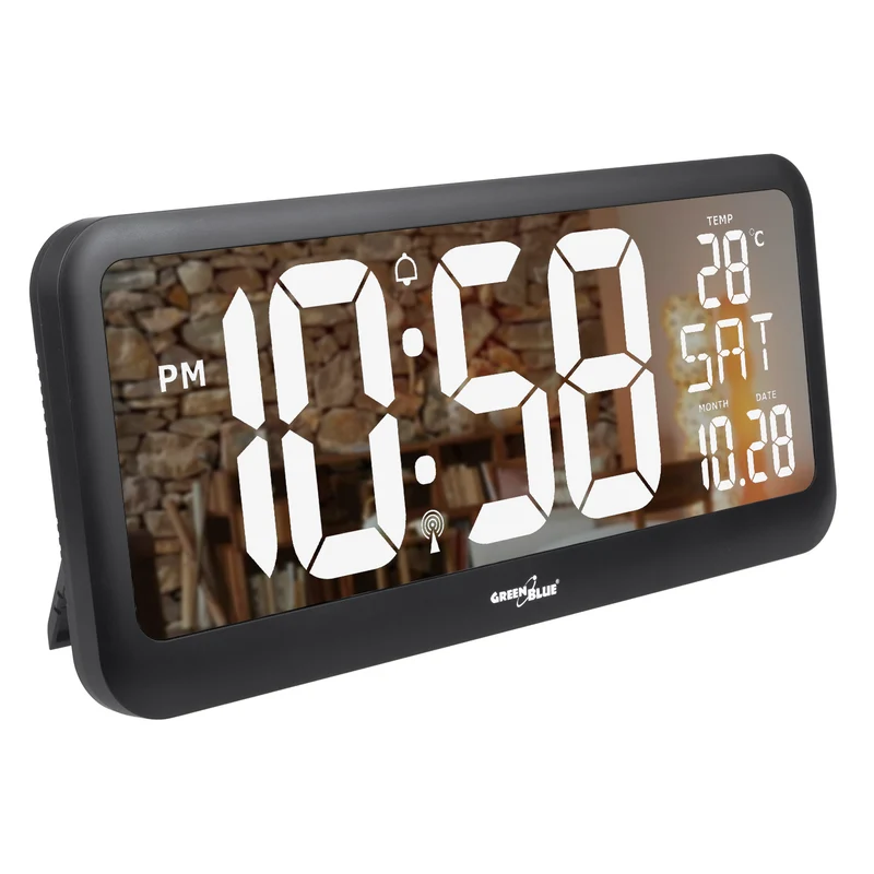 Digitale Uhr mit Temperatuursensor 37x17cm Große Wanduhr Alarm LED Display Zum Aufstellen auf Einem Tisch oder Zum Aufhängen an der Wand Stromversorgung über Netzteil oder Batterien
