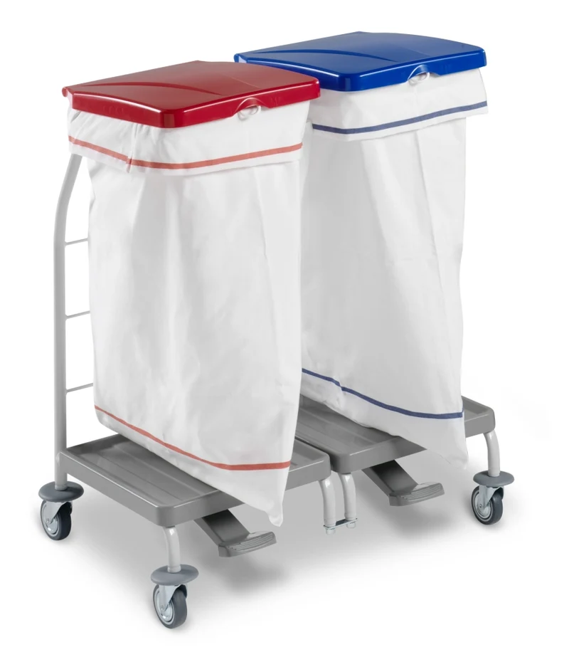 TTS Carro para Roupa Linen trolley Dust 4163 em Linho Rilsan Envernizado 2x70 L com Tampa e Pedal