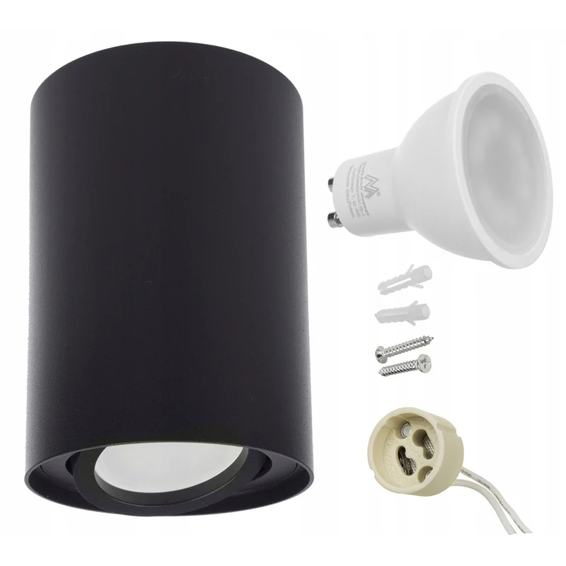Maclean Runde Plafond Schwarz MCE422 B + LED-Lampe GU10 5W 4000K