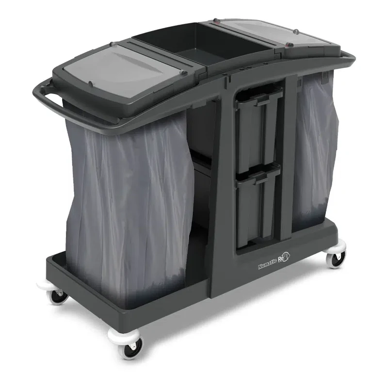 NUMATIC ECO-Matic EM6 – Carro de Limpeza com Duplo Depósito 120L, Gavetas com Fechadura e Estrutura Sustentável em Structofoam