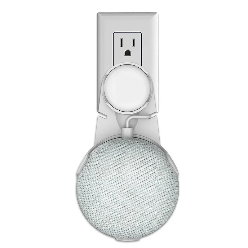 Google Home Mini – Nastavitelný zásuvný držák mikrofonu pro montáž na stěnu se skrytým držákem – Navrženo pro snadnou domácí instalaci a skrytí