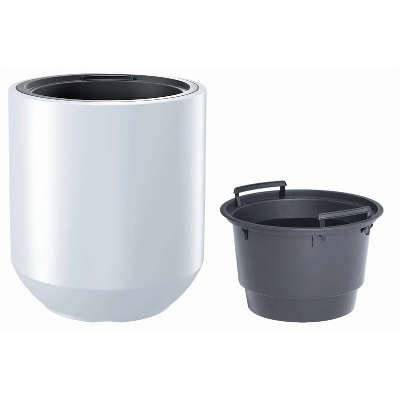 Prosperplast Heos Blumentopf Pflanzgefäß 2in1 inkl. Pflanztopf Witterungsbeständig für Innen- und Außenbereich Rund Kunststoff 39cm Durchmesser 44cm Höhe 18/46L Weiß