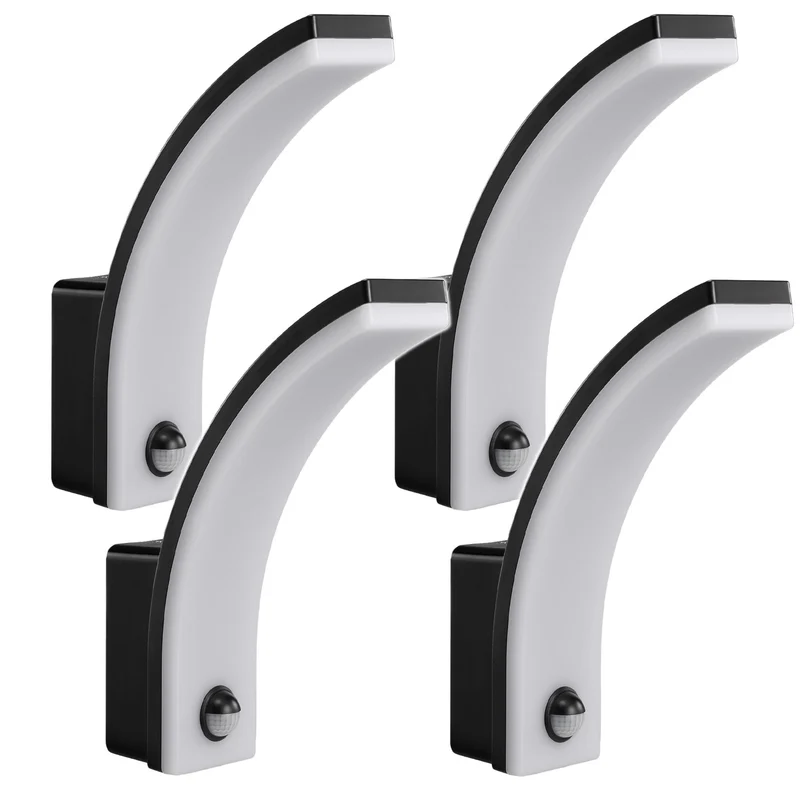 Maclean Bewegungsmelder LED-Lampe, PIR-Bewegungsmelder, schwarz, 20W, IP65, 2000lm, neutralweiß (4000K) MCE512 B, 4 Stück