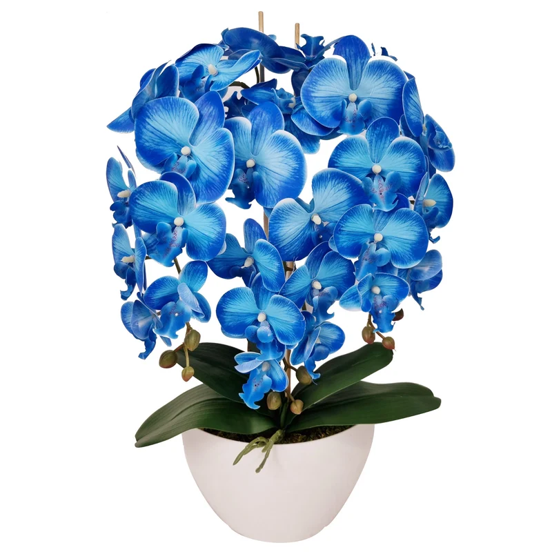 Damich künstliche Orchidee, aus Gummi, weißer Topf, 3pgnb