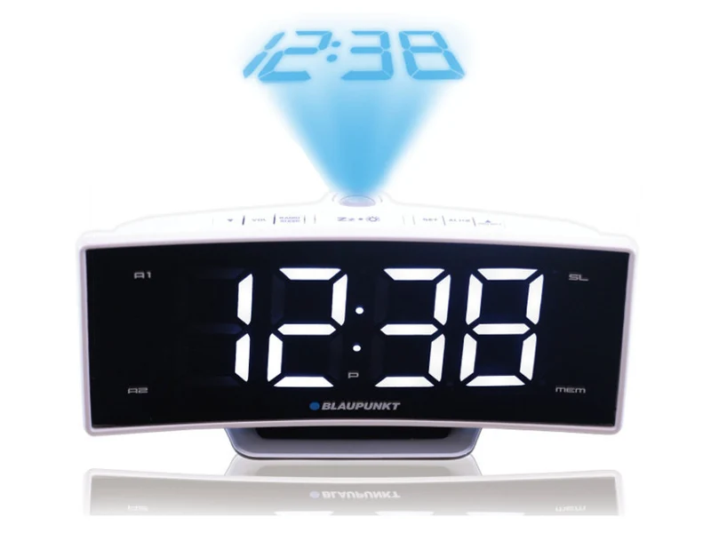 Radiowecker mit Beamer und Blaupunkt CRP7WH USB-Ladefunktion