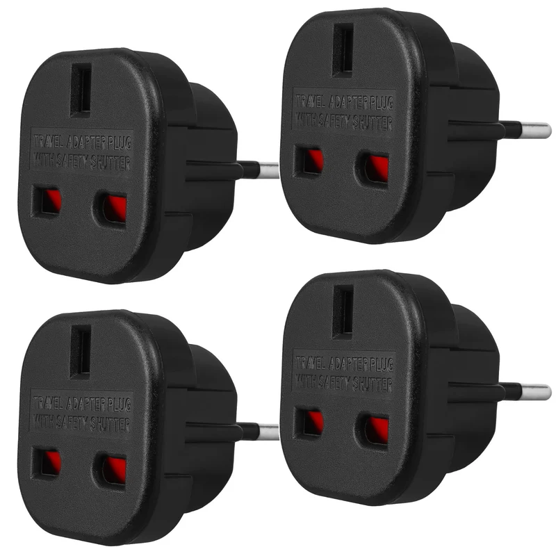 Maclean UK-Steckdose auf EU-Stecker-Adapter, schwarz, MCE72, 4 Stück