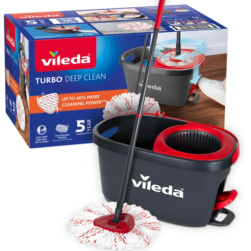 Vileda Turbo Deep Clean Wischset mit Stiel und Eimer
