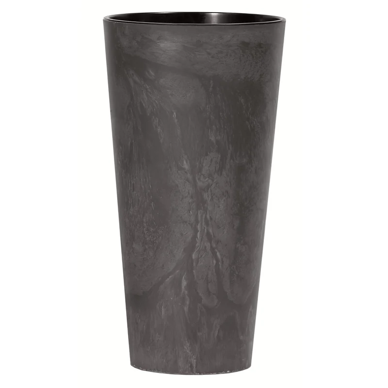 Tubus Slim Effect Blumentopf Pflanzkübel Beton-Design 2in1 inkl. Pflanztopf Rund Kunststoff 150mm, Anthrazit